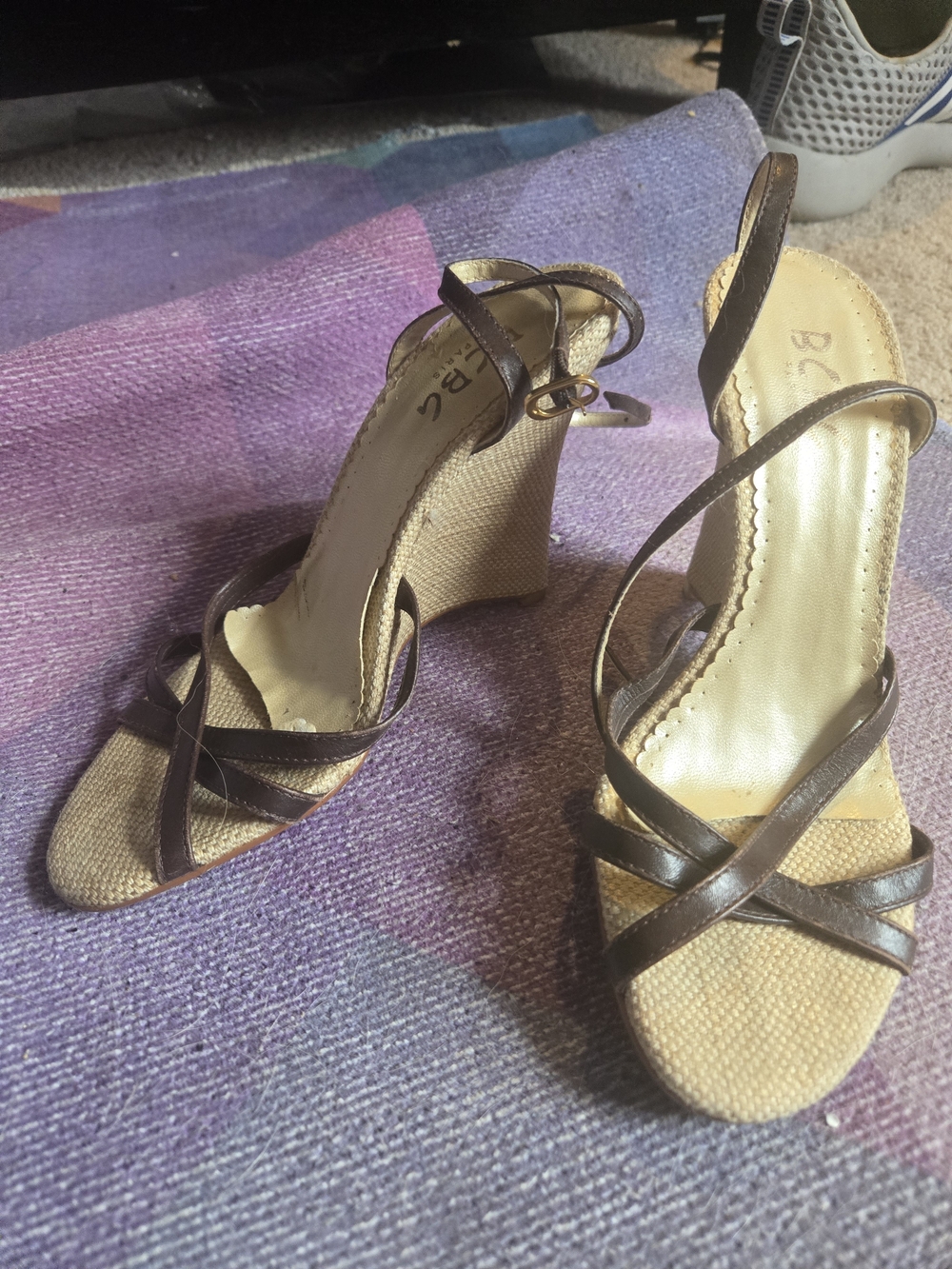 Brown Strappy Wedge Sandals - Brown